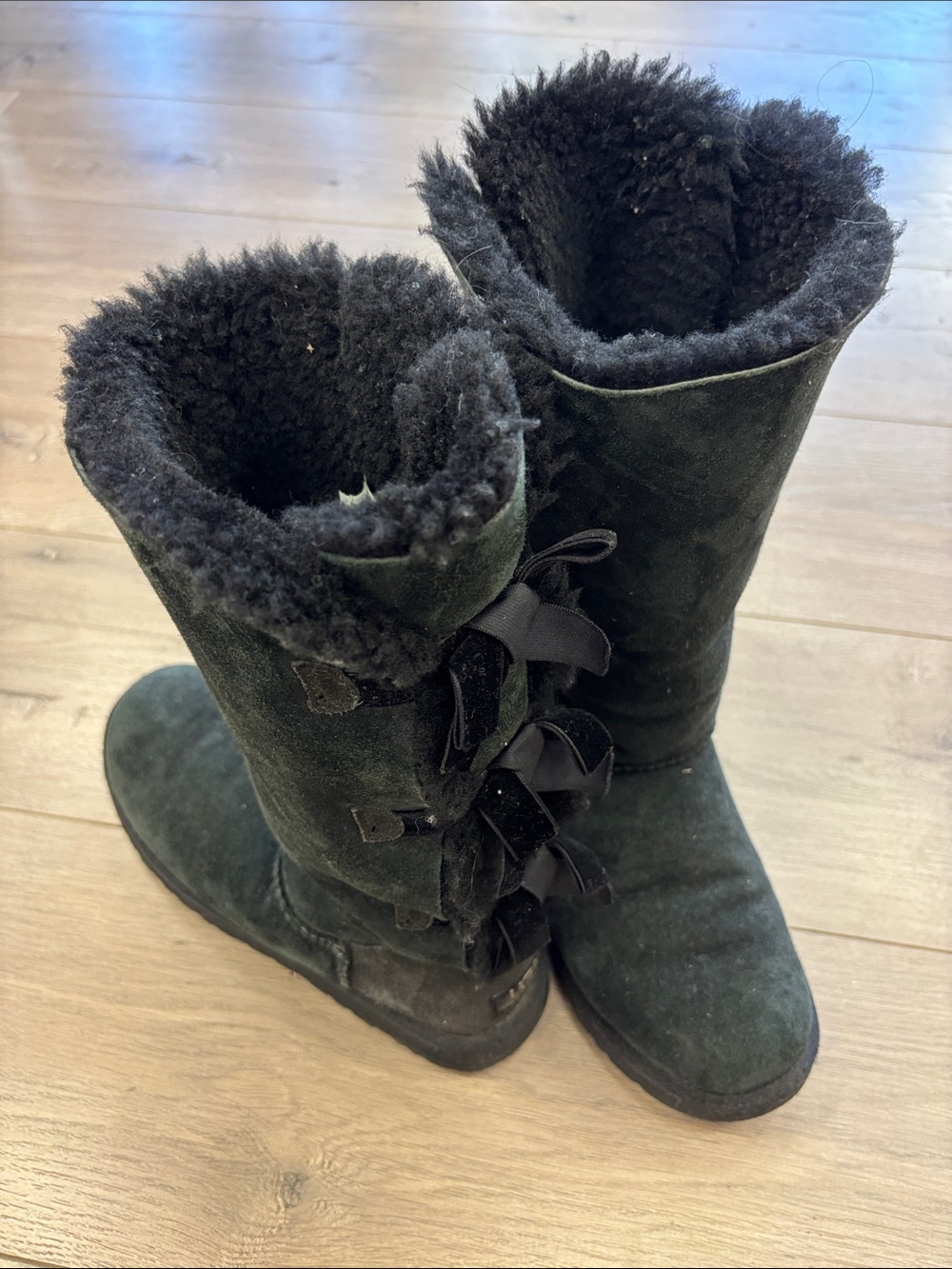 UGG Black Suede Shearling-Lined tall Boots